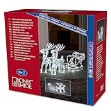 Konstsmide LED Acryl-Set Schlitten mit 2 Rentieren, 96 kalt weiße Dioden (12 funkelnde), 24V Außentrafo, transparentes Kabel - 6192-203
