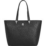 Tommy Hilfiger Damen Tote Bag Tasche Emblem Groß, Schwarz (Black), Einheitsgröße
