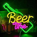 Looklight Beer Time Neonschild Bar Neon Licht Zeichen Gelb LED Leuchtreklame für Wanddekoration USB Bier Neonlicht für Bar Club Gaming Room Home Wedding Birthday Party Decor Zeichen Geschenk