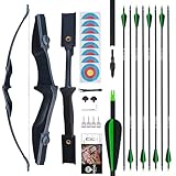 tongtu Recurve-Bogen-Set mit 8 Pfeilen, 30lb 40lb Bogenschießen-Takedown-Bogen und Pfeile für Rechts- und Linkshänder für Erwachsene und Jugendliche, Anfänger, traditioneller Bogenschießen-Bogen