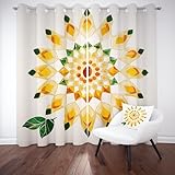Verdunkelungsvorhänge für Wohnzimmer – Kristallblumen-Ösen-Design, schalldichter Thermostoff, minimalistische Kunst