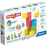 Geomag Magicube Kreative Magnete, 16 Stück Würfel in 4 Farben, ab 1 Jahr, Kleinkind-Bauset für Entwicklungsspiele