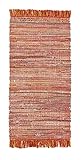 -LUXOR- living Teppich Frida Baumwolle Naturfaser Handgewebt Handwebteppich orange, 60 x 120 cm