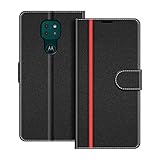 COODIO Handyhülle für Motorola Moto G9 Play Handy Hülle, Motorola Moto G9 Play Hülle Leder Handytasche für Motorola Moto G9 Play Klapphülle Tasche, Schwarz/Rot