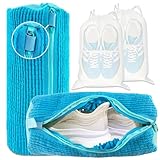 XXL Schuhwaschbeutel Waschmaschine - 2er-Pack Wiederverwendbar Schuhe Waschbeutel, 360° Tiefenreinigung für Sneaker, Tennisschuhe und Slippers, Inkl. 2 Staubdicht Schuhsack (Blau)