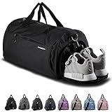 Fitgriff® Sporttasche & Reisetasche für Damen und Herren - mit Schuhfach & Nassfach - Tasche für Sport, Fitness & Reisen - Trainingstasche, Gym Bag (Black, 58 x 31 x 31 cm (Medium))