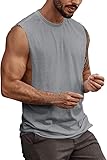 Runcati Herren Tank Top Ärmelloses Muskelshirt Sommer Baumwolle Unterhemd Sport Fitness Bodybuilding Shirts Regular Fit Atmungsaktive Workout Achselshirts Grau XL
