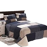 SSHFFDD Gesteppte Bettdecke 2 Personen 230x250cm, Gesteppte Patchworkdecke, weiche und Bequeme Baumwolldecke 3 Stück Set Gesteppte Bettdecke mit 2 Kissenbezügen
