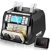 VEVOR Geldzählmaschine Banknotenzähler mit UV-, MG-, IR- und DD-Falschgelderkennung USD- und EUR-Geldzählmaschine mit Großes LCD & Externes Display Kann gemischte Noten nicht zählen