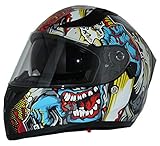 Protectwear Motorradintegralhelm Integralhelm mit integrierter Sonnenblende und klappbarem Visier V128-MU-S, Mehrfarbig