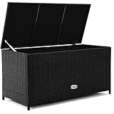 Casaria® Gartenbox Auflagenbox mit Rollen 270L Stauraum UV-beständig Handgriffe Gasdruckfeder Wetterfest 122x56cm Garten Aufbewahrungsbox Schwarz