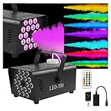 Nebelmaschine 500W Mini Disco Rauchmaschinen mit 18 LED RGB Party Lichtern, Home Partymaschine mit Automatico Nebel & Funkfernbedienung für Halloween, Weihnachten, Hochzeit, Geburtstag ect.