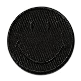 Mono Quick Smiley Schwarz - Aufnäher, Bügelbild, Aufbügler, Applikationen, Patches, Flicken, zum aufbügeln, Größe: 5 x 5 cm