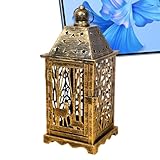 Dinchaakuarry Vintage Laternen für Mittelstücke, Vintage Kerzenlaternen - Bauernhaus Metall Antiker tragbarer Kerzenkranz mit Sternen,Romantische Weihnachtsdekoration, Manteltisch rustikale Kerzenerde