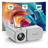 Beamer-Jimveo WiFi Mini Beamer 15000L 1080p Full HD Beamer 250''Display Mini Projektor LCD Heimkino/Outdoor/Kompatibel mit TV Stick/X-Box/DVD/Laptop/Smartphone Kleiner Beamer
