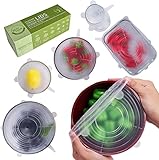 BEAUTLOHAS. Dehnbare Silikondeckel, 6er Pack Silikondeckel Dehnbar & Wiederverwendbar in Verschiedenen Größen Frischhalte-Deckel Stretch Lid für Schüsseln, Becher, Dosen, Obst (Transparent)