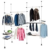 SoBuy FRG38 Teleskop Garderoben System Regalsystem mit 4 Kleiderstange und 3 Körben Kleideraufbewahrungssystem