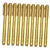 FONDOTIN 10 Stück Teiliges Ölbasierte Metallic Paint Marker Goldfarben Schnelltrocknend Langlebig für Holz Textil DIY Handwerk Künstler Anfänger