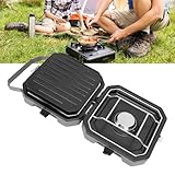 Campingkocher, 2 flammig Camping Kocher Faltbarer Gaskocher Camping Verstellbarer mit 2 Brennern und Grillplatte für Outdoor und Innenraum