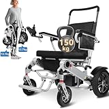 WEYRAL Teilbar Rollstuhl Elektrorollstuhl, mit Led-licht, 51cm Sitzbreite Elektrischer Rollstuhl Faltbar, 2 * 10AH Elektrorollstuhl Mit Rollstuhlschutzhülle, für ältere und behinderte Menschen