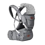 SUNVENO Babytrage Ergonomisch，Baby Carrier mit Abnehmbarer Kapuze, Hüftsitz baby mit Speicheltuch, 3in1 Babybauchtragen für Baby 3-36 Monate, Babyrückentragen 0-20Kg (Helles Luxusgrau)