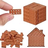 TenaLucy 50 Stück Mini Ziegelsteine,Mini Ziegel Rote Miniatur Ziegelsteine Backsteine Mini Modellziegel DIY Puppenhaus Ziegel Mini Simulation Ziegel Mini Scale Ziegel,Wichtel Zubehör,8 Loche Ziegelrot