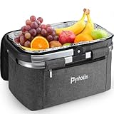 Pynhoklm® Einkaufskorb mit Deckel 22L Klappkorb mit Kühlfunktion isolierte Picknickkorb Faltkorb Thermokorb Isoliertasche Faltbar Carrybag-für Reisen/Picknick/Einkaufen