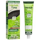 Herbal Time Henna Natürliches Farbcreme Für Haare - Henna Braun Haarfarbe Braun - Natürliches Schwarz Nº7 - Deckt Graue Haare Ab - Henna Haarfarbe Ohne Ammoniak, Sulfate, Parabene - 75 ml