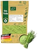 BIO Weizengraspulver 200g | Rohkostqualität aus kontrolliertem Anbau | Pulver für Smoothies, Shakes, Bowls & Drinks | Ohne Zusätze & Aromen | DE-ÖKO-039 | Vegan & fein gemahlen | OmVeda