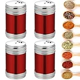 Cisolen 4 Stück Edelstahl Gewürzstreuer Set Gewürzdosen Gewürzgläser Vorratsgläser Salz Pfeffer Gewürz Streuer für Kräuter Gewürze Küche Kochen