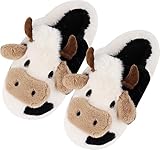 Shoppawhile Hausschuhe Damen Winter Kuh Geschenke für Frauen Plüsch Warme Kuschel Flauschige Kuh Pantoffeln Lustige Kuh Geschenke Rutschfeste Cozy Kuh Slippers 38-39 EU