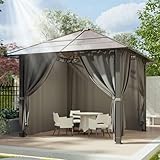Devoko Pavillon 3x3 Wasserdicht Stabil Winterfest,Aluminium Gartenpavillon,Pavillon mit Festem Dach Protection UV,Geeignet für Außenszenen,Grau