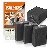 KENDO Schleifschwamm Set – 5-teilig - Schleifschwamm Fein für Holz, Metall, Gips – Schleifpads 60, 80, 100, 120, 240 Körnung – 70 x 100mm - Schleifvlies zum Schleifen und Polieren