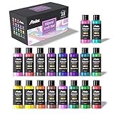 ABEIER Schillernde Acrylfarbe, Set mit 18 Chamäleon-Farben, 60 ml Flaschen, Farbwechsel, ungiftig, hochviskos, mischbar, Farben auf Felsen, Basteln, Leinwand, Holz, Stoff, Keramik und Stein