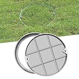 LXHELIVERY Runder, Eingelassener Schachtdeckel Edelstahl-Schachtdeckel Mit Rahmen Runder Auffangbeckendeckel Für Den Außenbereich Mit Sockel Für Terrassen, Garten Und Schule(50 cm/19.6in)