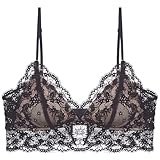Moonbadi Dirndl Damen ohne bügel schwarz Spitze Bralette un Gepolstert gefüttert V Ausschnitt Jeden Tag BHS Top BH Grosse grössen XL