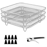 Stapelbares Air Fryer Rack, 20,3 cm Edelstahl-Tablett für effizientes Kochen, 3-lagiges Design zum Dehydrieren von Lebensmitteln, kompatibel mit den meisten Luftfritteusen