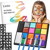 Lictin Kinderschminke 18 Farben, Gesichtsfarbe Abnehmbar, Face Paint und Bodypainting Farben für Faschingsschminke, Theaterschminke und Schminke Fasching, Gesichtsfarben Kinderschminken