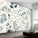 Fototapete Pflanze Blätter Grün Beige 300 X 210 Cm(Wxh),Vlies Wohnzimmer Schlafzimmer Dekoration Tapete Hotel Büro Wohnzimmer Schlafzimmer Flur Luxus Uv-Beständig Tapete Wandtapete