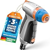 GRÜNTEK verstellbare Spritzpistole mit 3 Düsen, Garten-Spritze, Metall Gartenbrause. Einstellbare Handbrause für Garten, Autowaschen und Zuhause, stoßfest und leichtgewichtig, praktische Brause