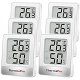 ThermoPro TP49-6 Kleines digitales Hygrometer, Innenthermometer, Raumthermometer, Temperaturmonitor und Feuchtigkeitsmesser für den Komfort des Büros zu Hause, Reptilienthermometer, 6 Stück
