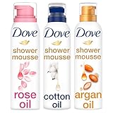 Dove Duschschaum Mix Set - 3 x 200ml - Rosenöl, Baumwollöl und Arganöl - 1 Packung