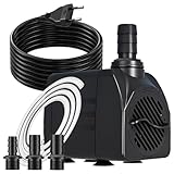 Springbrunnenpumpe 25W 1500L/H Teichpumpe Mit 3m Extra-Langes Kabel Schutz vor Überhitzung Funktion Ultra Leise Aquariumpumpe Wasserpumpen für Brunnen, Hydroponik-Systeme, Submersible Tauchpumpe