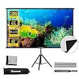 Beamer Leinwand mit Stativ 60 Zoll, Indoor-Projektionsleinwand mit schwarzer Rückseite, 16:9 HD Premium faltenfreie Stativleinwand für Schlafzimmer RV Movie Night