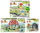 Lego DUPLO Eisenbahn Set: 10427 Interaktive Abenteuer-Eisenbahn, 10426 Eisenbahnbrücke und Schienen & 10425 Eisenbahntunnel und Schienen