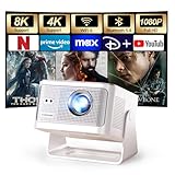 Magcubic Mini Beamer 4K & 8K 1080P Unterstützt, Projektor Tragbarer mit Android 14 WiFi 6 Bluetooth 5.4, Autofokus 6D Auto-Trapezkorrektur, 12W Lautsprecher, 180° Dreh Smart Beamer Heimkino HY350MAX