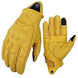 UDHSNJZG Motorradhandschuhe Vintage Motorradhandschuhe Männer Frauen Schutz Motorradhandschuhe Sommer Touchscreen Perforierte Motocross Guantes Gelb(Yellow Hole,XXL)
