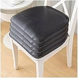 Wasserdichtes, rutschfestes Leder-Sitzkissen (1/2/4er-Pack) für Esszimmer & Küche - Weichschaum-Stuhlpolster Komfort & Stil (Schwarz, 43 x 40 cm)