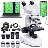 Binokular-Mikroskope, 200X-5000X zusammengesetzte biologische Verbundmikroskope mit 6x Multiplikator, elektronische Okulare & Telefonadapter für Studenten, Erwachsene, Anfänger, Laborunterricht