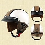 German Style Motorcycle Helmet,halbschalenhelm mit ece,mopedhelm,Approved Men Women Half Shell Helmets with Protective Glasses and Visor, Retro Open Protective Helmet for Bicycle Cruiser Scooter(D,XXL